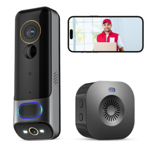 2K Dual Lens WIFI Wireless Doorbell Camera with Chime-MR12