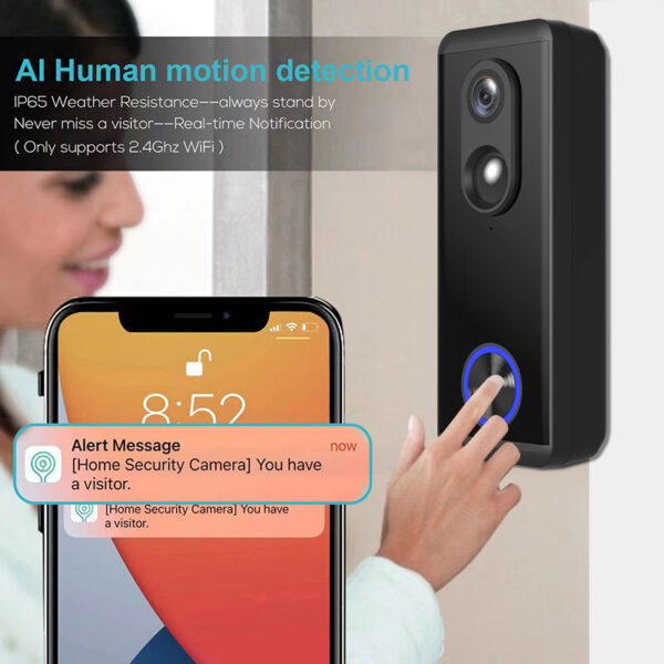 5MP WIFI Wireless Doorbell Camera with Chime-X2 - Image 3