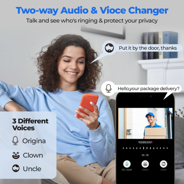2K Dual Lens WIFI Wireless Doorbell Camera with Chime-MR12 - Image 2