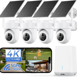 4G Solar-Powered Outdoor 4K camera Home Security System-4Cam kit
