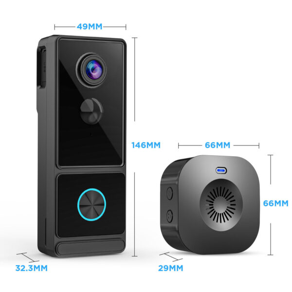 2K Dual Lens WIFI Wireless Doorbell Camera with Chime-MR12 - Image 6
