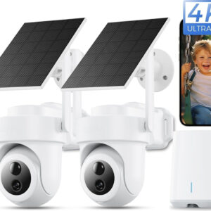 4G Solar-Powered Outdoor 4K camera Home Security System-2Cam kit