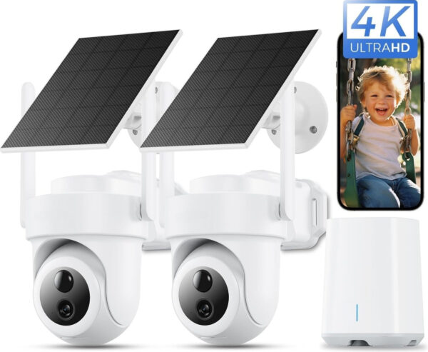 4G Solar-Powered Outdoor 4K camera Home Security System-2Cam kit